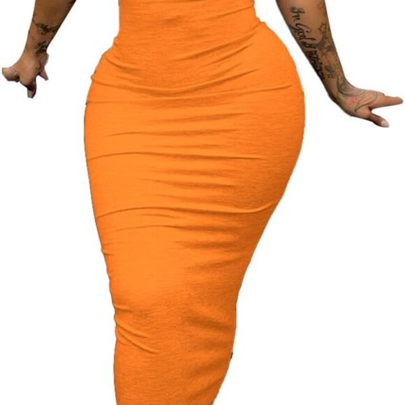 Women's Bodycon Maxi Dress Spaghetti Strap Summer Casual Sundress - Picture 2 of 4